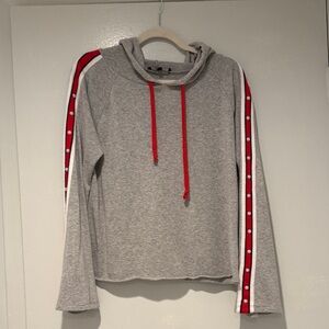 Generation love grey Hoodie with Red Striped Sleeves